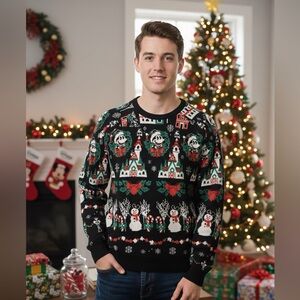 Disney Holiday Crewneck Sweater - Black and Red